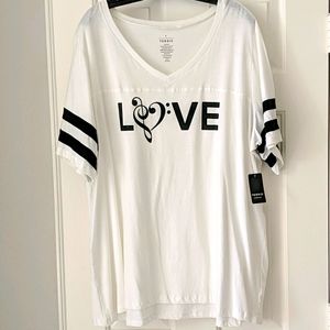 NWT Torrid White Love Football style Tee sz 4